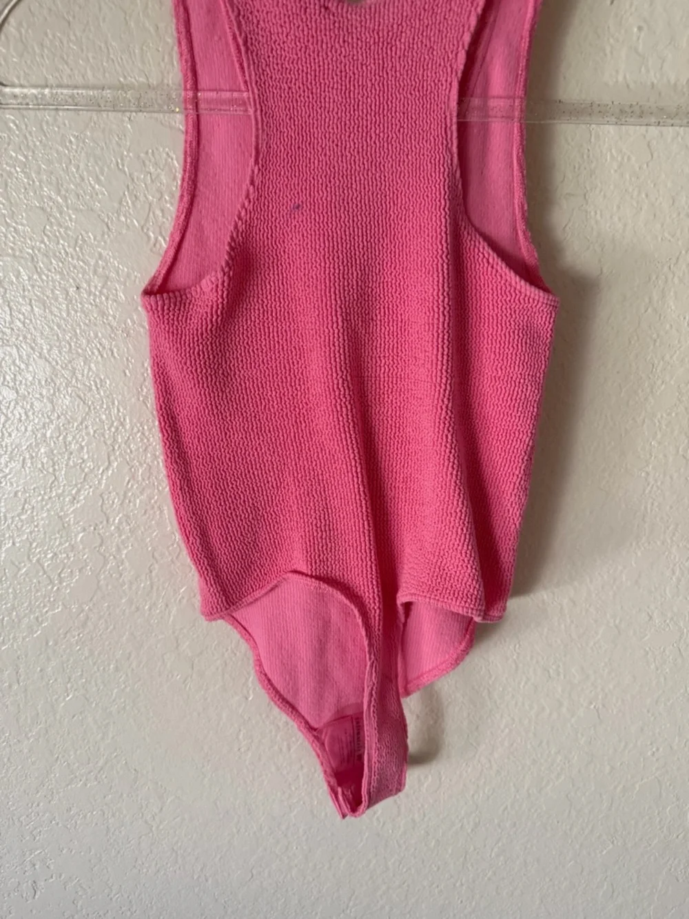 New Free People Hot Pink Textured Sleeveless Bodysuit size M